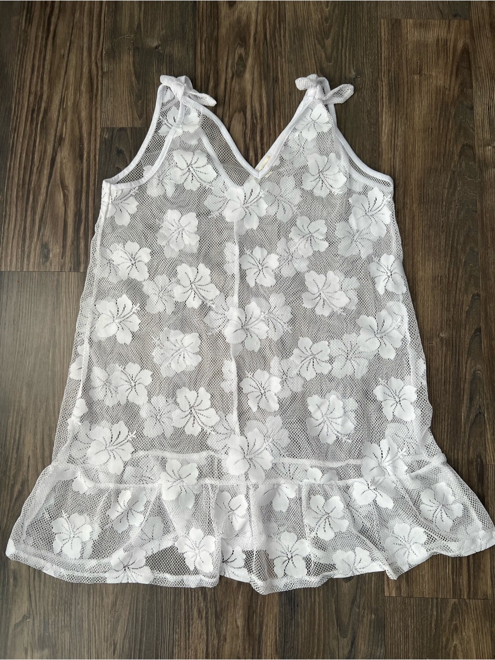 Miken Swim White Lace Floral Swimsuit Cover